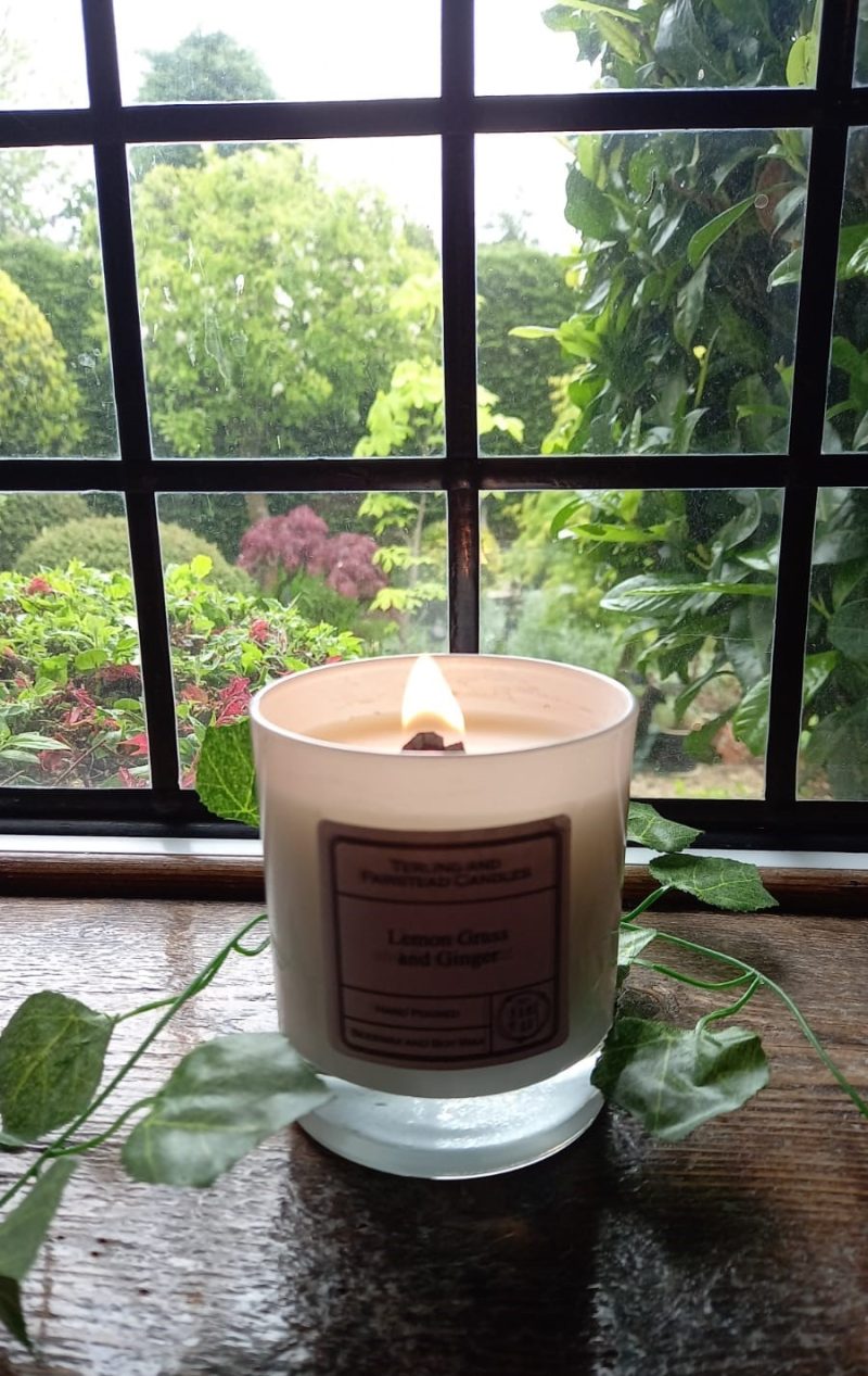 NATURAL WAX CANDLES MADE WITH LEMONGRASS AND GINGER ESSENTIAL OILS