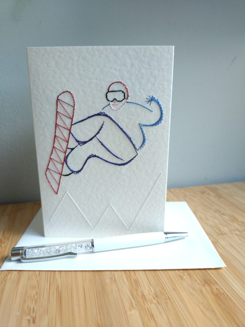 Snowboarding Greetings Card| 2 colour options| Hobby| Birthday Card | Handmade