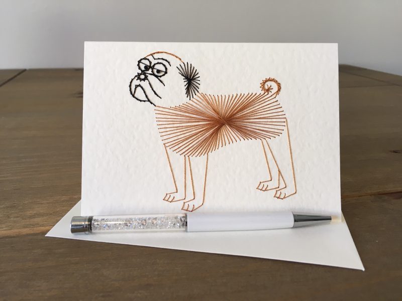 Bulldog blank card| Handmade| Pug| Brachycephalic| tan dog