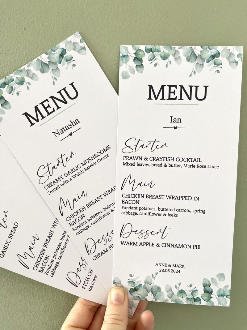 Eucalyptus Menu Cards