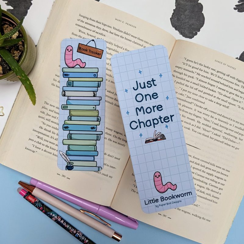 Cute Bookworm Book Tracker Bookmark | Double Sided