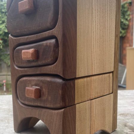 Handcrafted Wooden Box with Red Velvet-lined Drawers