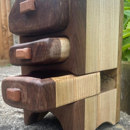 Handcrafted Wooden Box with Red Velvet-lined Drawers