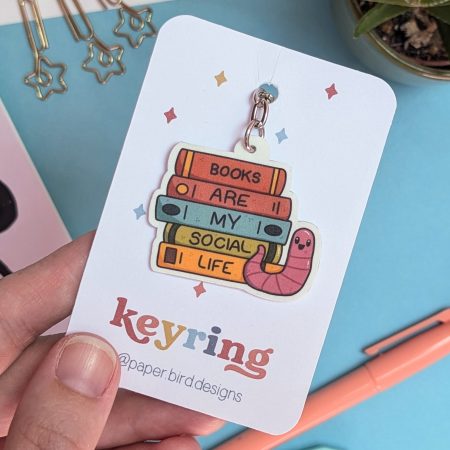 Bookworm Keyring | Books are my social life