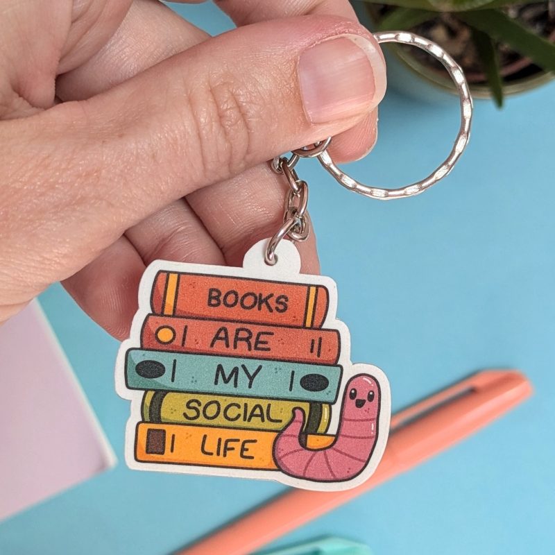 Bookworm Keyring | Books are my social life