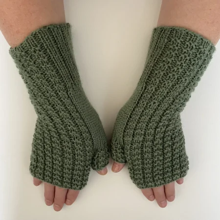 Handmade Women Fingerless Wool Gloves Laurel Green