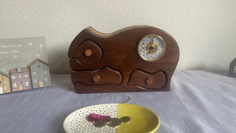 Refined Box with Clock and Velvet Lining