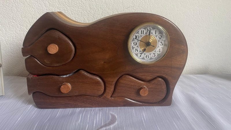Refined Box with Clock and Velvet Lining