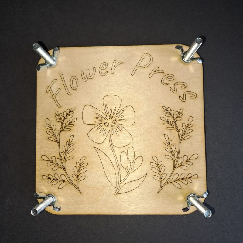 Children's Wooden Flower and Leaf Press - 14cm square with bolts allowing for up to 50mm of compress