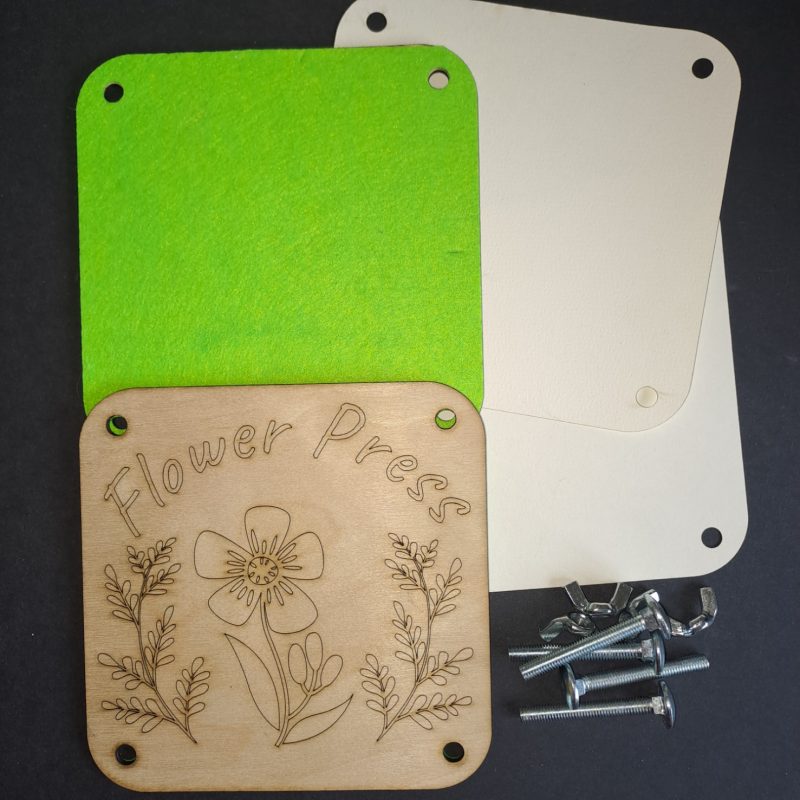 Children's Wooden Flower and Leaf Press - 14cm square with bolts allowing for up to 50mm of compress
