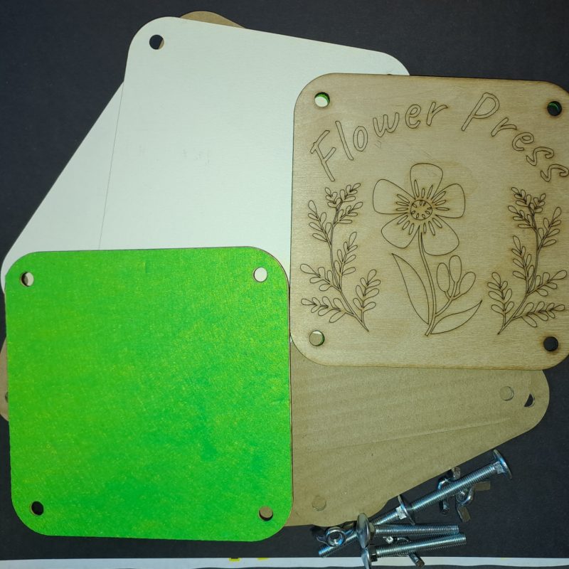 Children's Wooden Flower and Leaf Press - 14cm square with bolts allowing for up to 50mm of compress