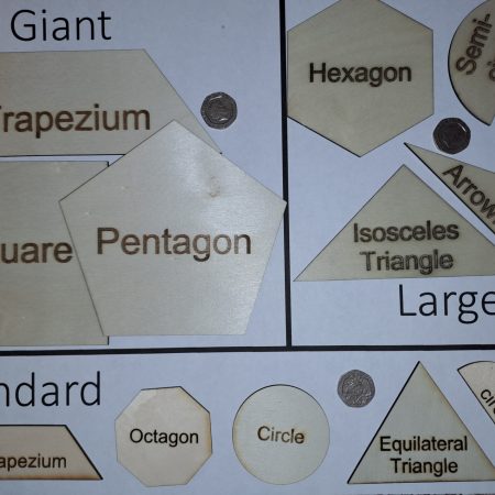 15 Wooden 2D Shape - maths shapes - three different sizes