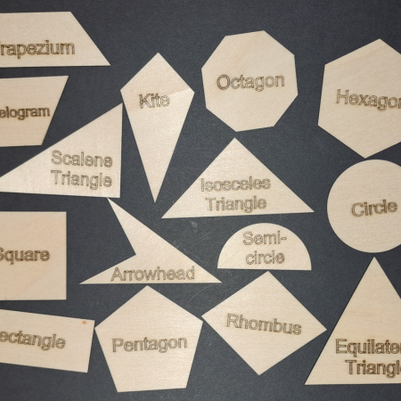 15 Wooden 2D Shape - maths shapes - three different sizes