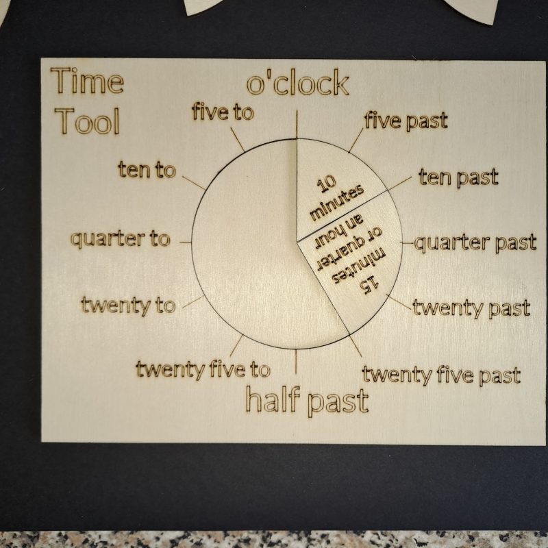 Telling Time Pie with booklet - Every 5 minutes included and basic time tool - learning school home