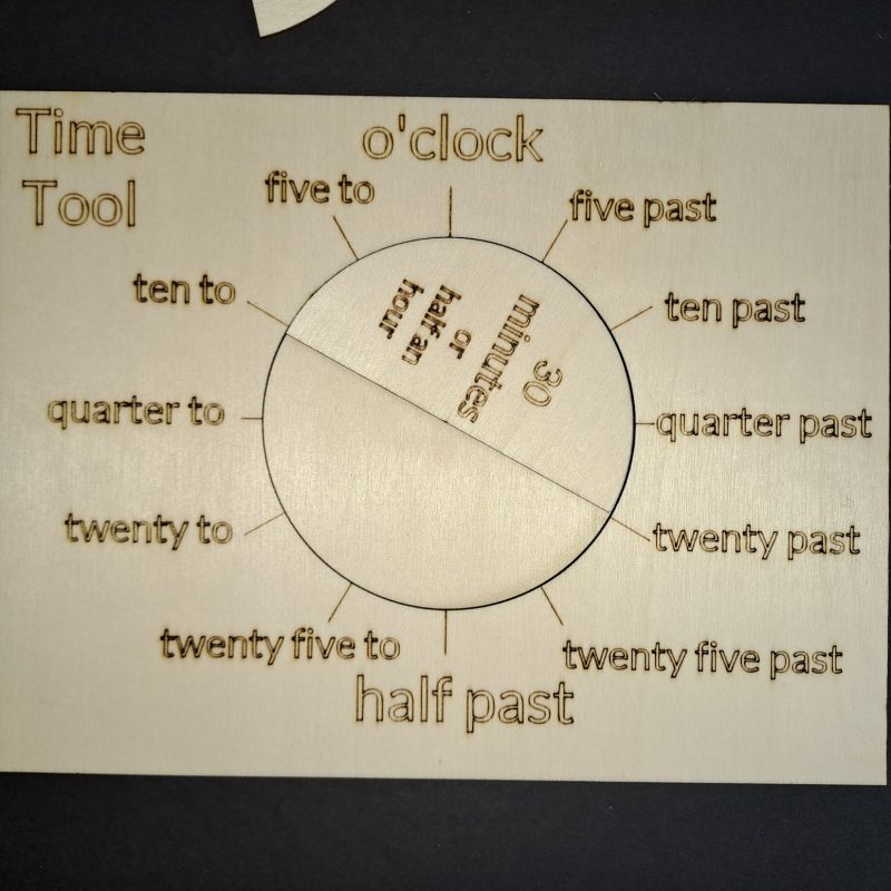 Telling Time Pie with booklet - Every 5 minutes included and basic time tool - learning school home