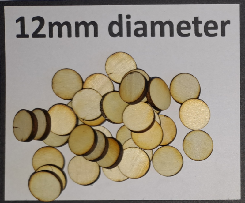 Wooden Counters - all 2mm thick, and at various sizes