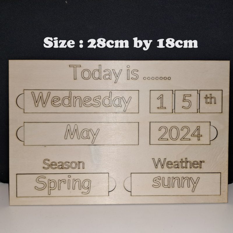 My First Wooden Calendar with all the wooden filling in tiles, roughly A4 in size