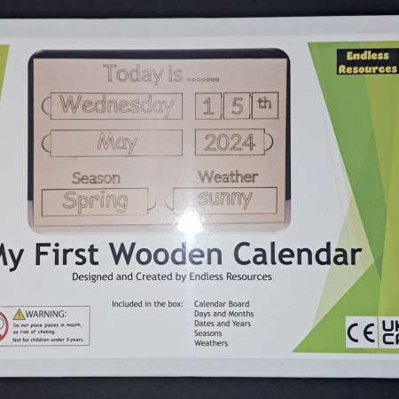 My First Wooden Calendar with all the wooden filling in tiles, roughly A4 in size