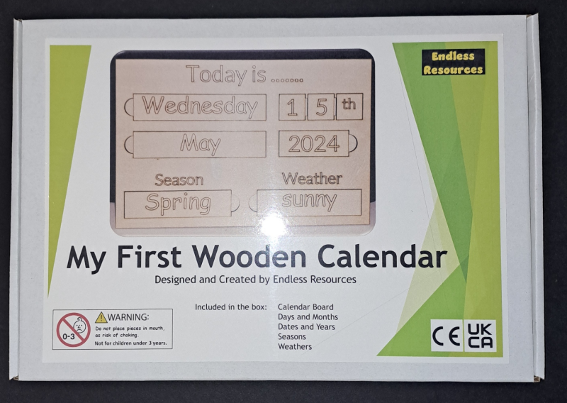 My First Wooden Calendar with all the wooden filling in tiles, roughly A4 in size