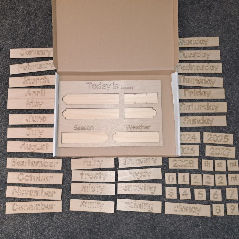 My First Wooden Calendar with all the wooden filling in tiles, roughly A4 in size