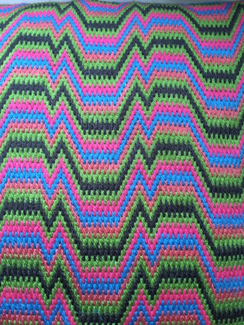 Contemporary needlepoint cushion