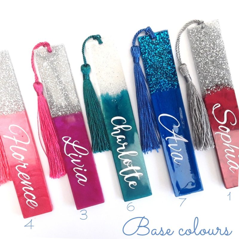 Personalised resin bookmark, resin glitter bookmark, resin bookmark gift, book lover gift,