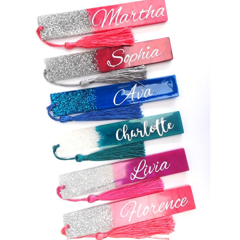 Personalised resin bookmark, resin glitter bookmark, resin bookmark gift, book lover gift,