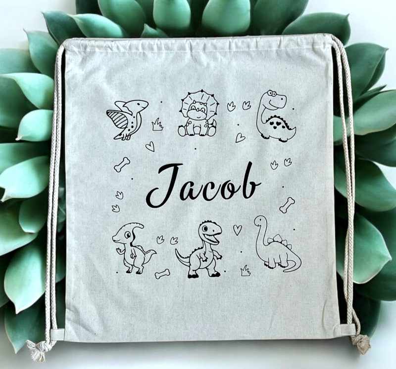 Personalised Drawstring Natural cotton bag - Handmade