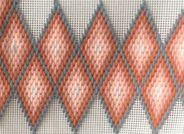 Contemporary Bargello needlepoint cushion in pastel shades