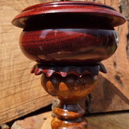 Padauk bowl on elm burr base