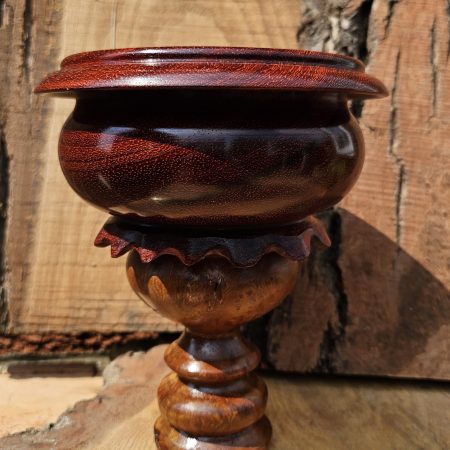 Padauk bowl on elm burr base