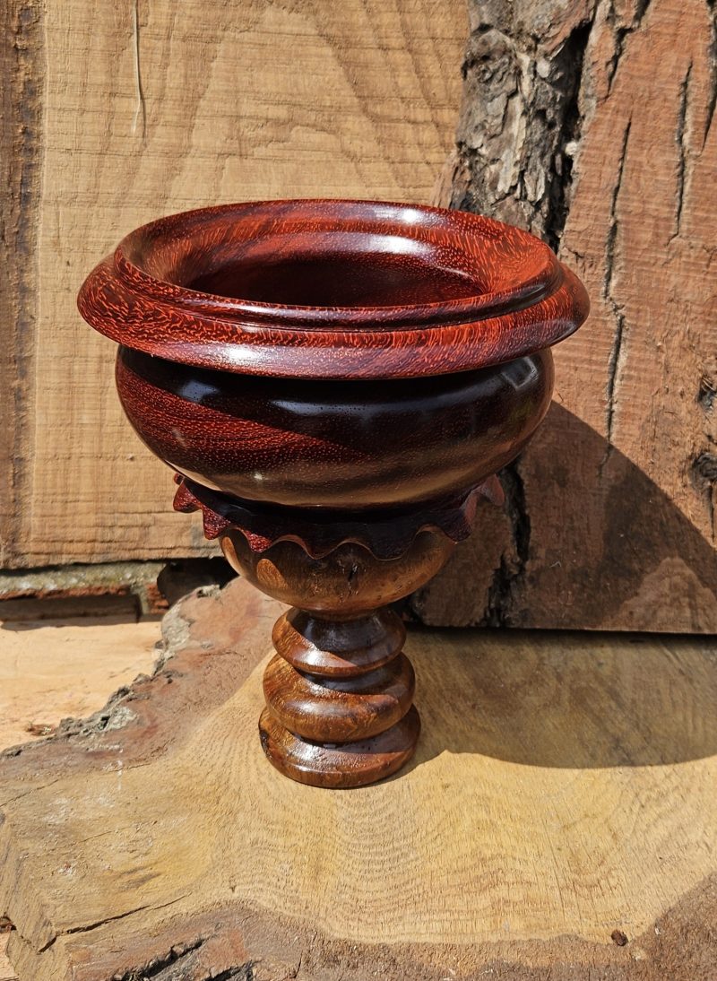 Padauk bowl on elm burr base