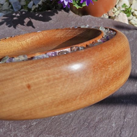 Sapele and fluorite bowl