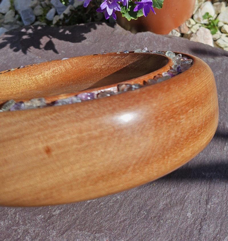 Sapele and fluorite bowl