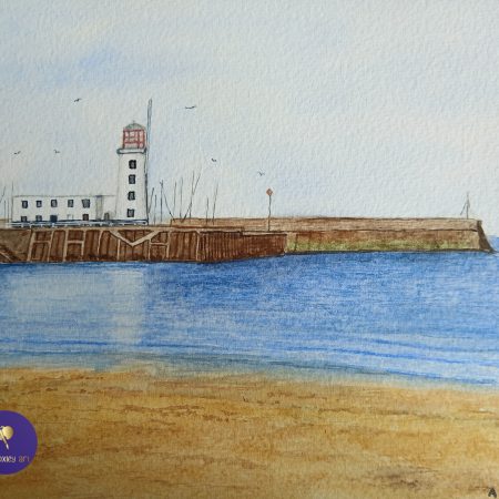 Scarborough Lighthouse original framed watercolour painting