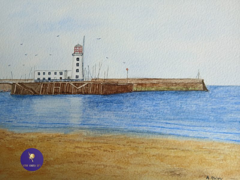 Scarborough Lighthouse original framed watercolour painting
