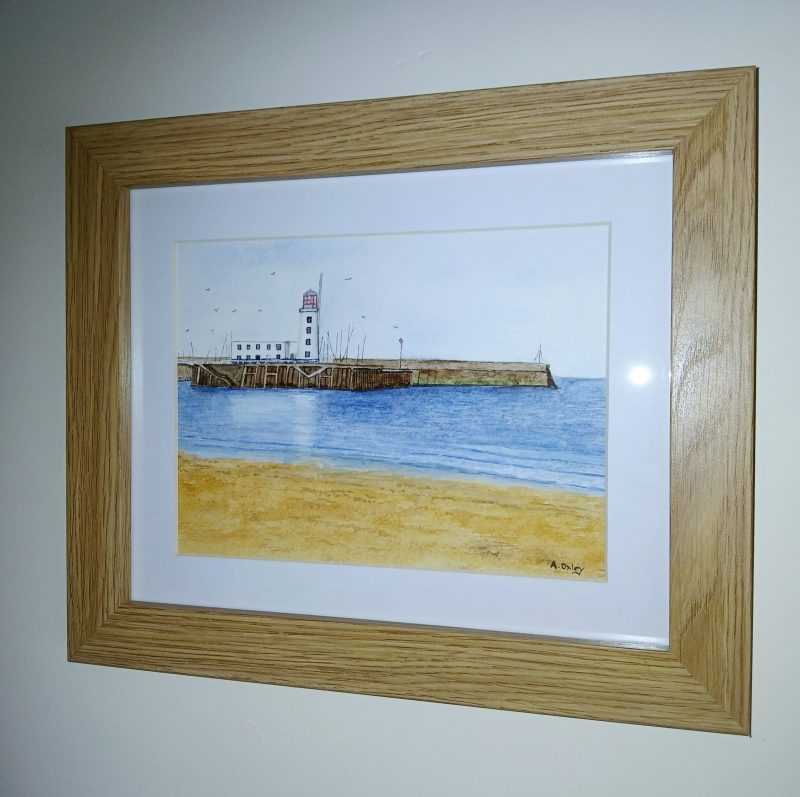 Scarborough Lighthouse original framed watercolour painting