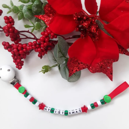 Baby dummy clip,Baby Shower Gift,New Baby gift, Baby's first xmas dummy clip, Baby's 1st Christmas d