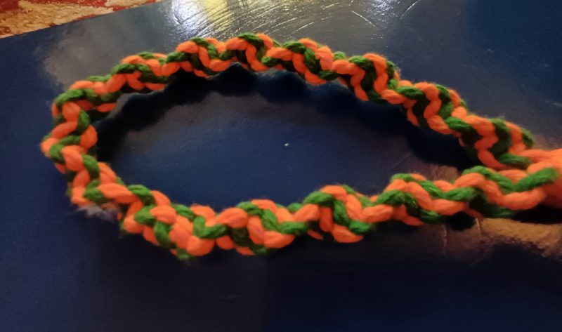 Orange and Green Twist Macrame Keyring