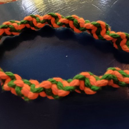 Orange and Green Twist Macrame Keyring