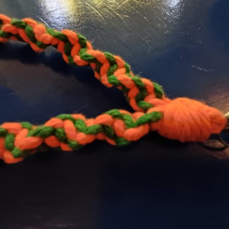 Orange and Green Twist Macrame Keyring