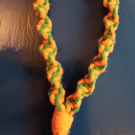 Orange and Green Twist Macrame Keyring