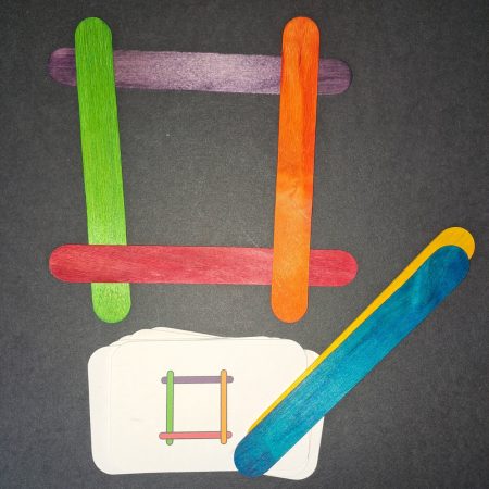 Lolly Layout Game with 36 jumbo lolly sticks and 24 cards