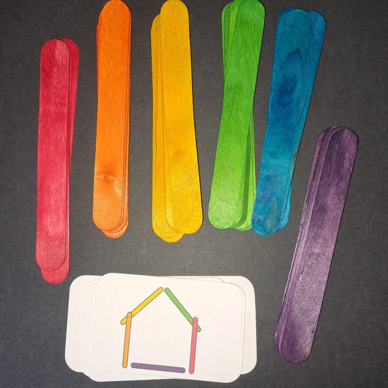 Lolly Layout Game with 36 jumbo lolly sticks and 24 cards