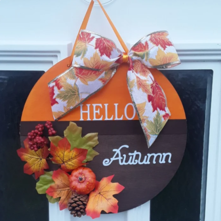 Handmade Hello Autumn Door Sign, Autumn Welcome Sign, Autumn Home Decor