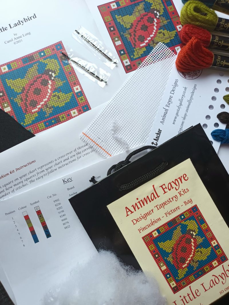 Little Ladybird Tapestry Kit, Counted Cross-stitch, Needlepoint, Easy,