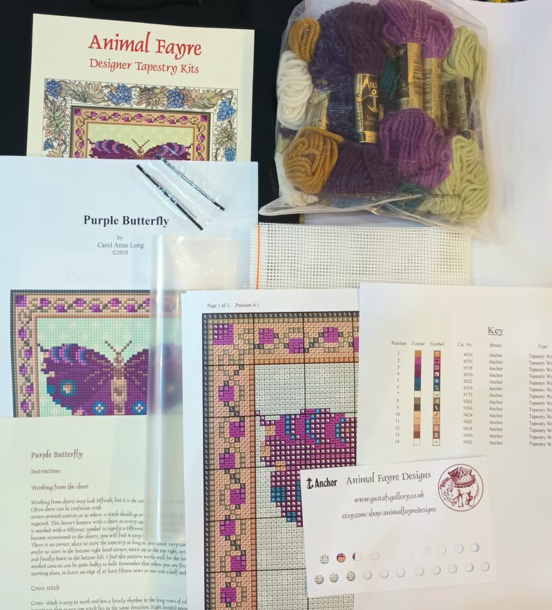 Purple Butterfly Tapestry Kit, Counted Cross-stitch, Spring Gift, Mother's Day, Easter, Picture