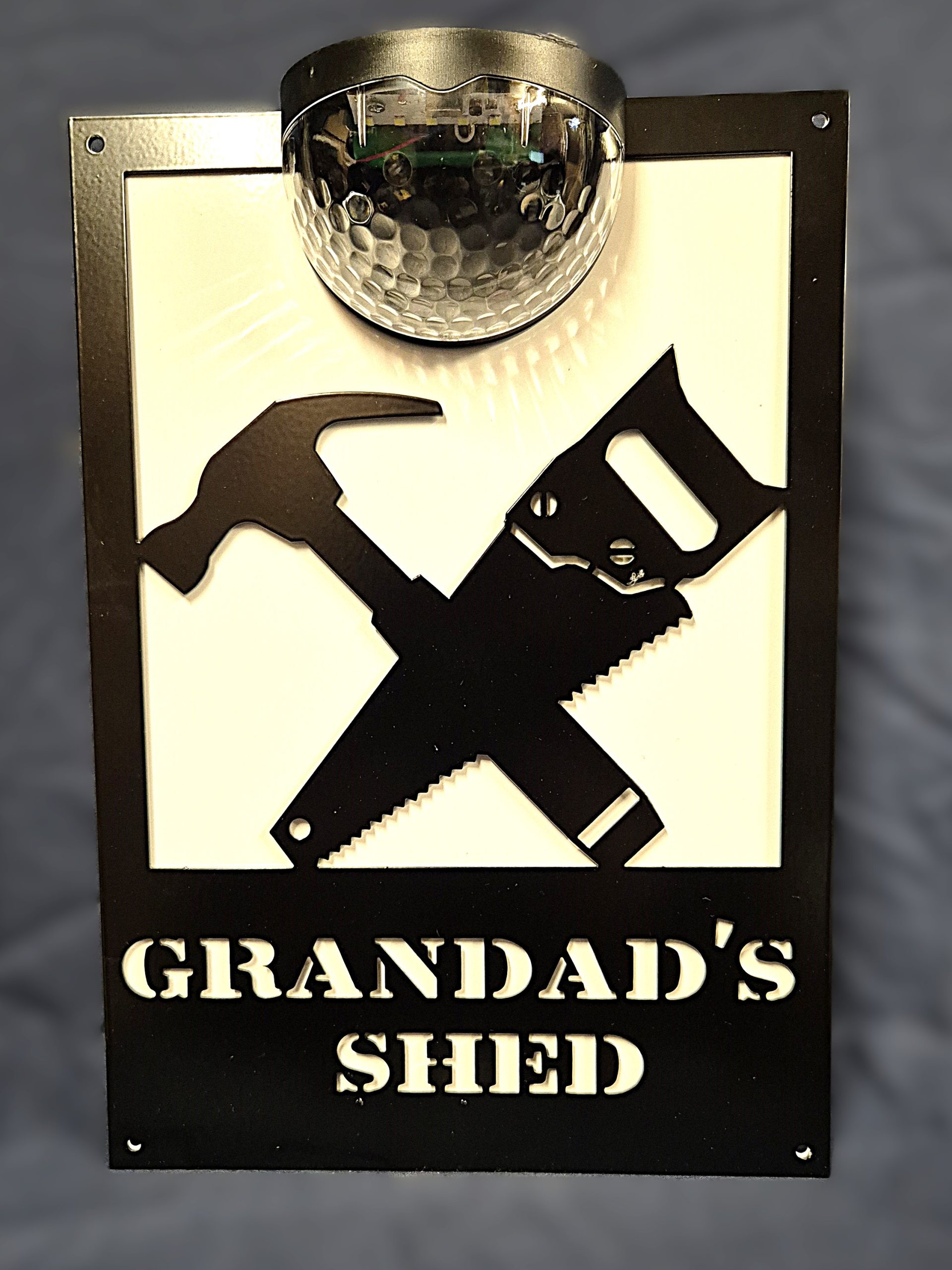 Grandad's shed solar light wall plaque.