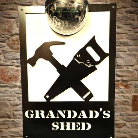 Grandad's shed solar light wall plaque.