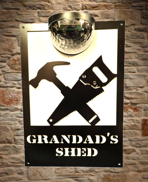 Grandad's shed solar light wall plaque.